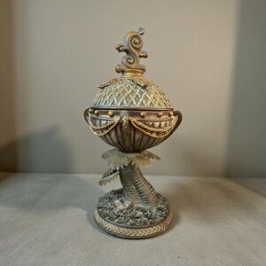 Antiqued Gold and Brass Decorative Palm Sculpture Bowl